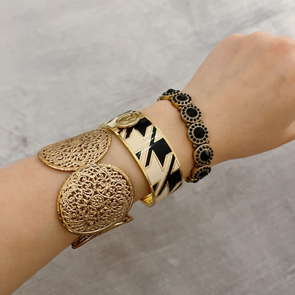 3 gold & black bracelet bundle